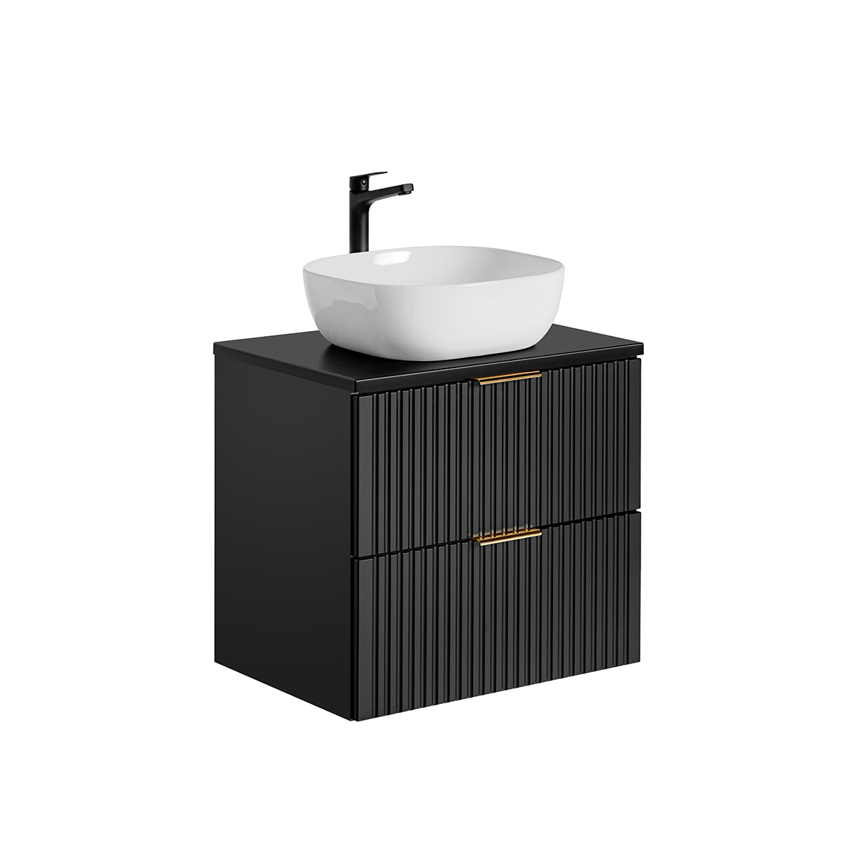 Meuble simple vasque 60cm Adriel Noir