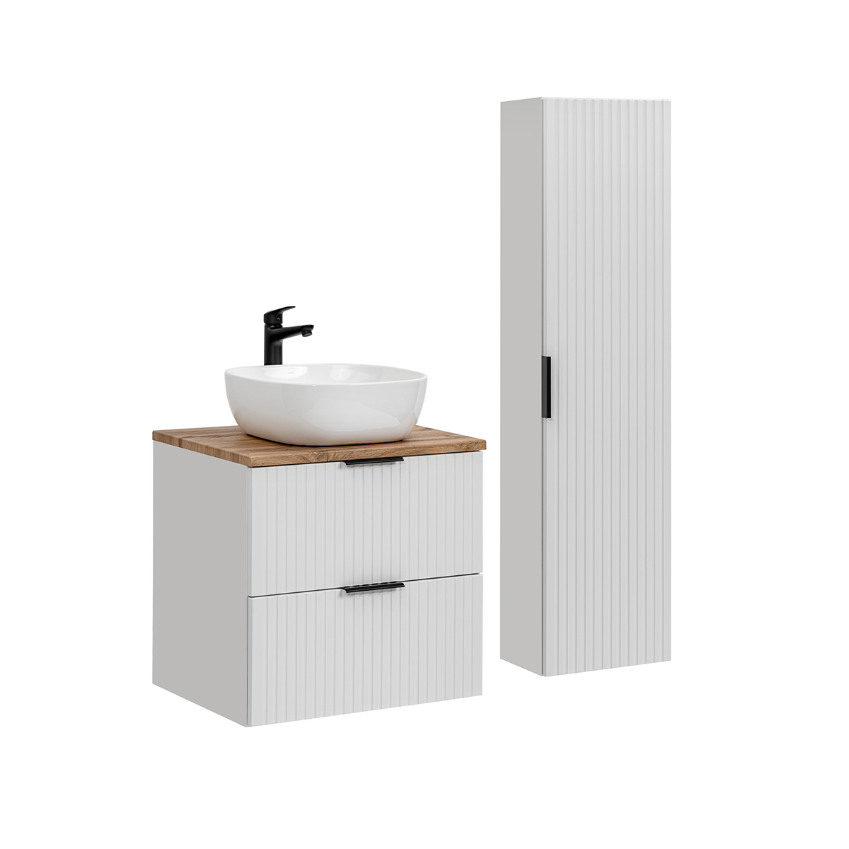 Ensemble meuble simple vasque 60cm et colonne Adriel Blanc