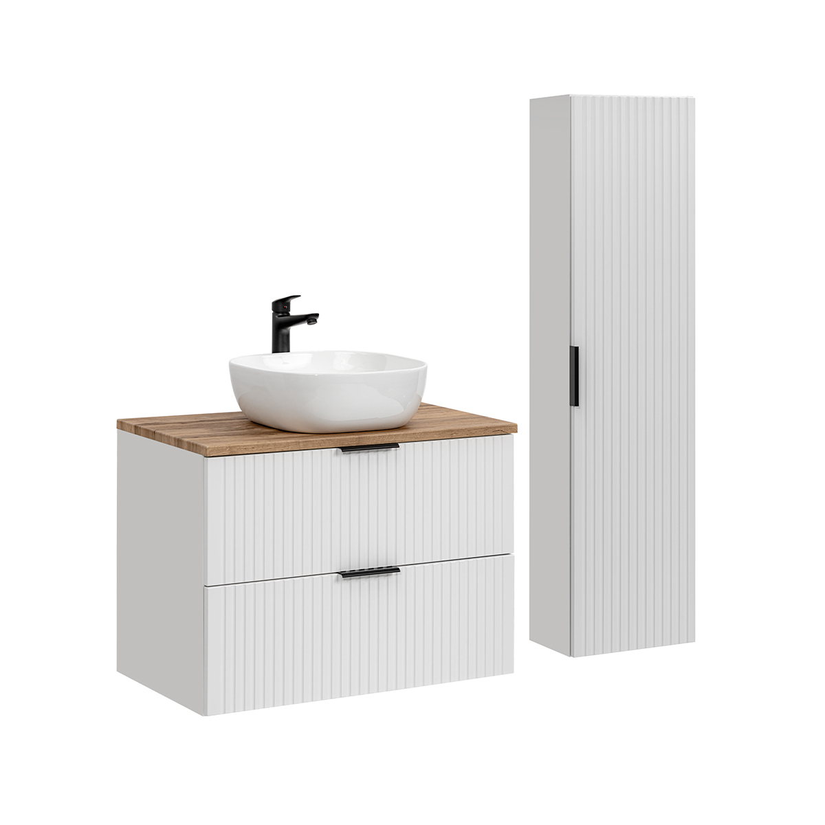 Ensemble meuble simple vasque 80cm et colonne Adriel Blanc
