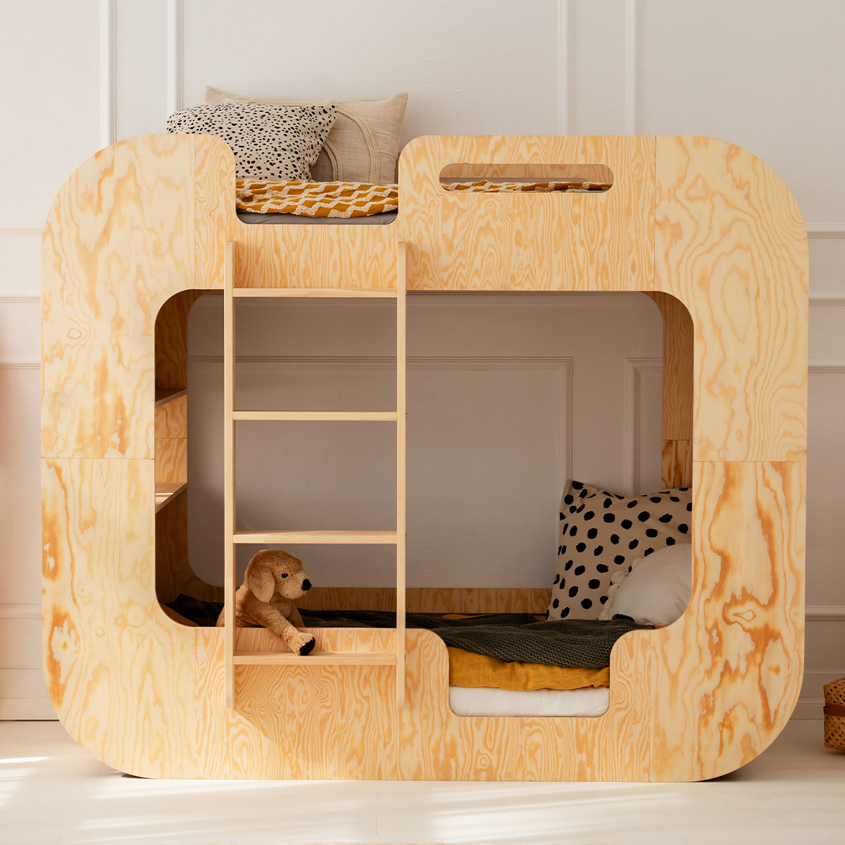 Lit superposé 90x190 échelle à gauche sommier inclus Nadège Bois