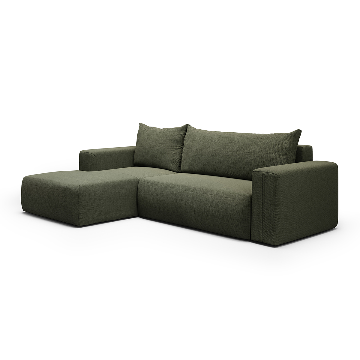 Canapé d\'angle convertible gauche 3 places coffre Bliss Vert Sapin