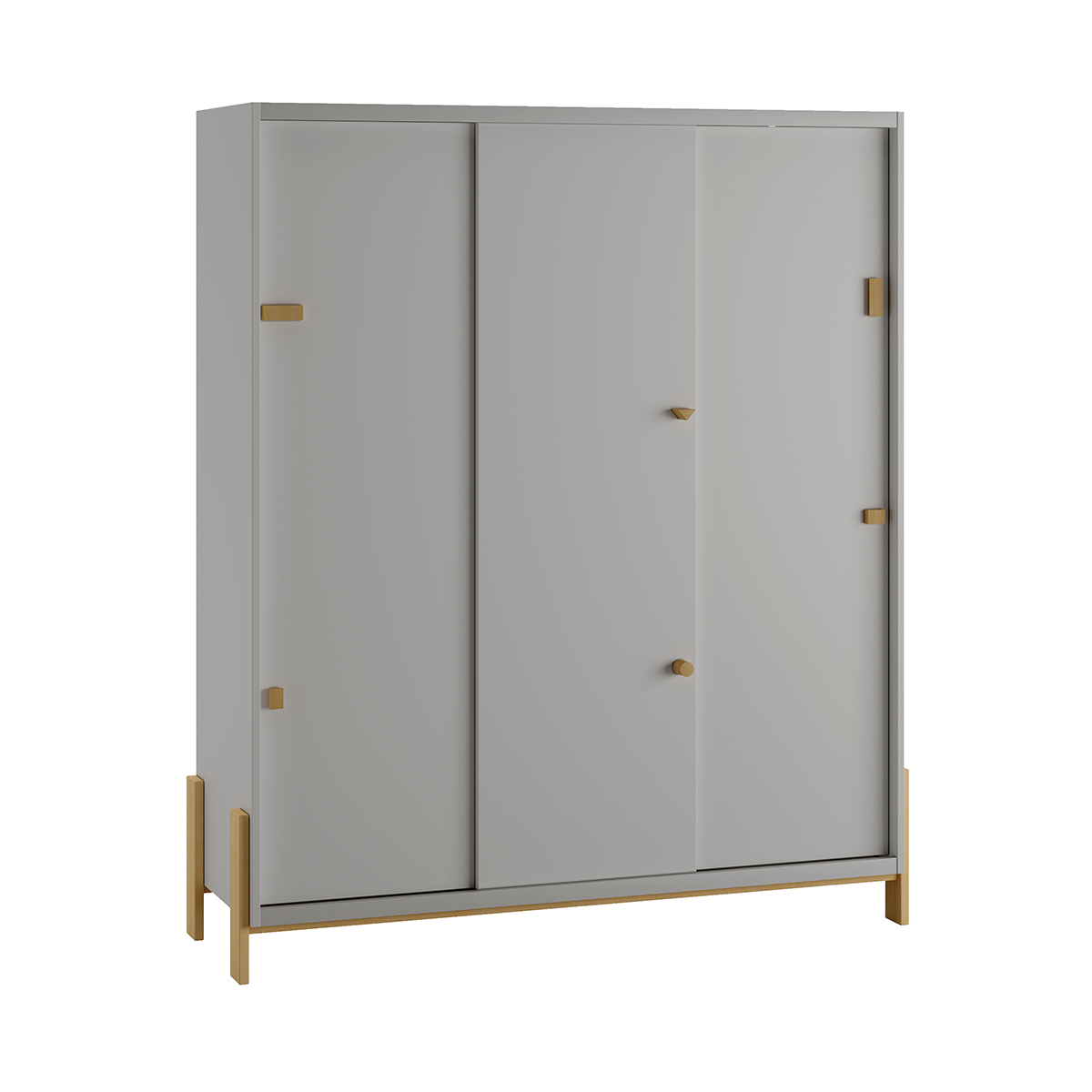 Armoire 3 portes Pinio Cube Gris clair et Bois