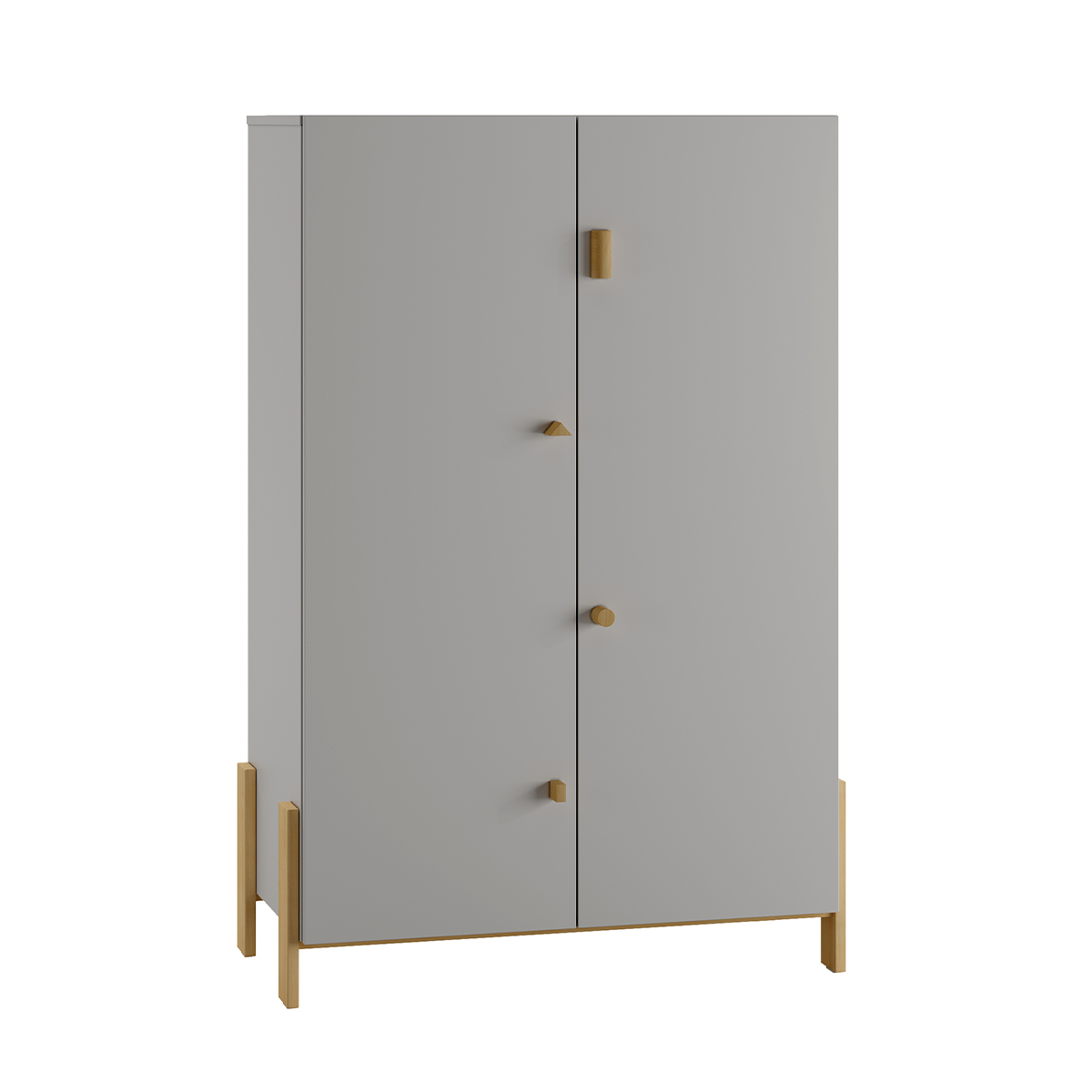 Armoire 2 portes Pinio Cube Gris clair et Bois