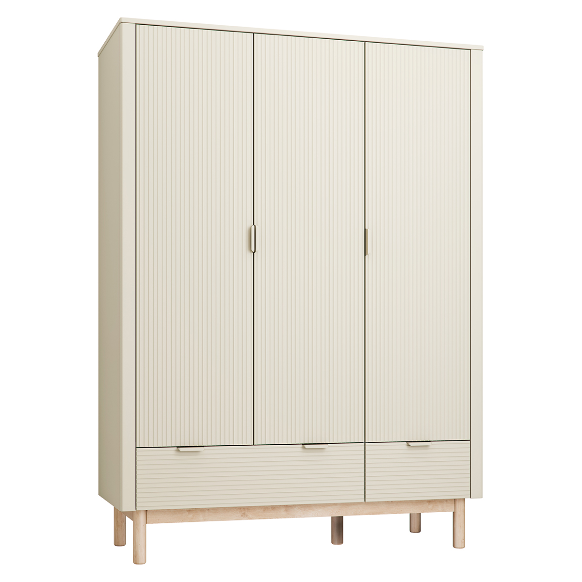 Armoire 3 portes 2 tiroirs Pinio Miloo Champagne