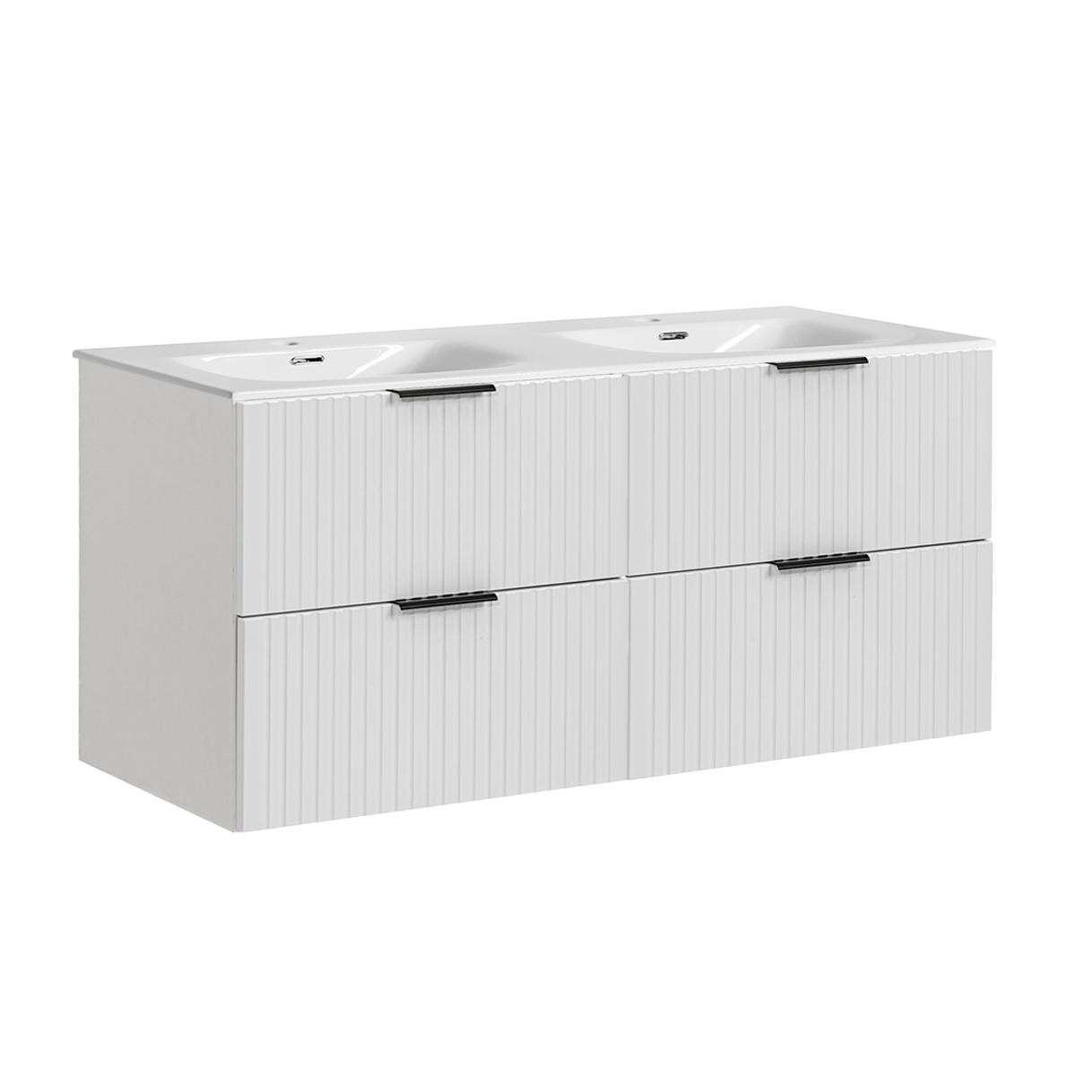 Meuble double vasque encastrée 120cm Adriel Blanc