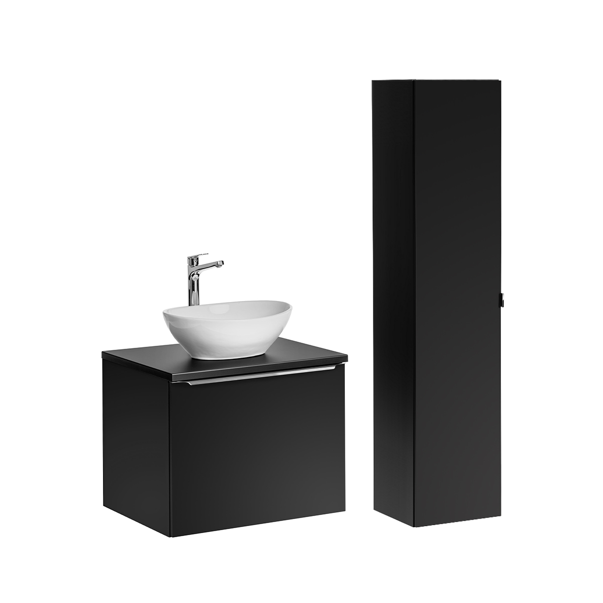 Ensemble meuble simple vasque 60cm et colonne Éros Noir