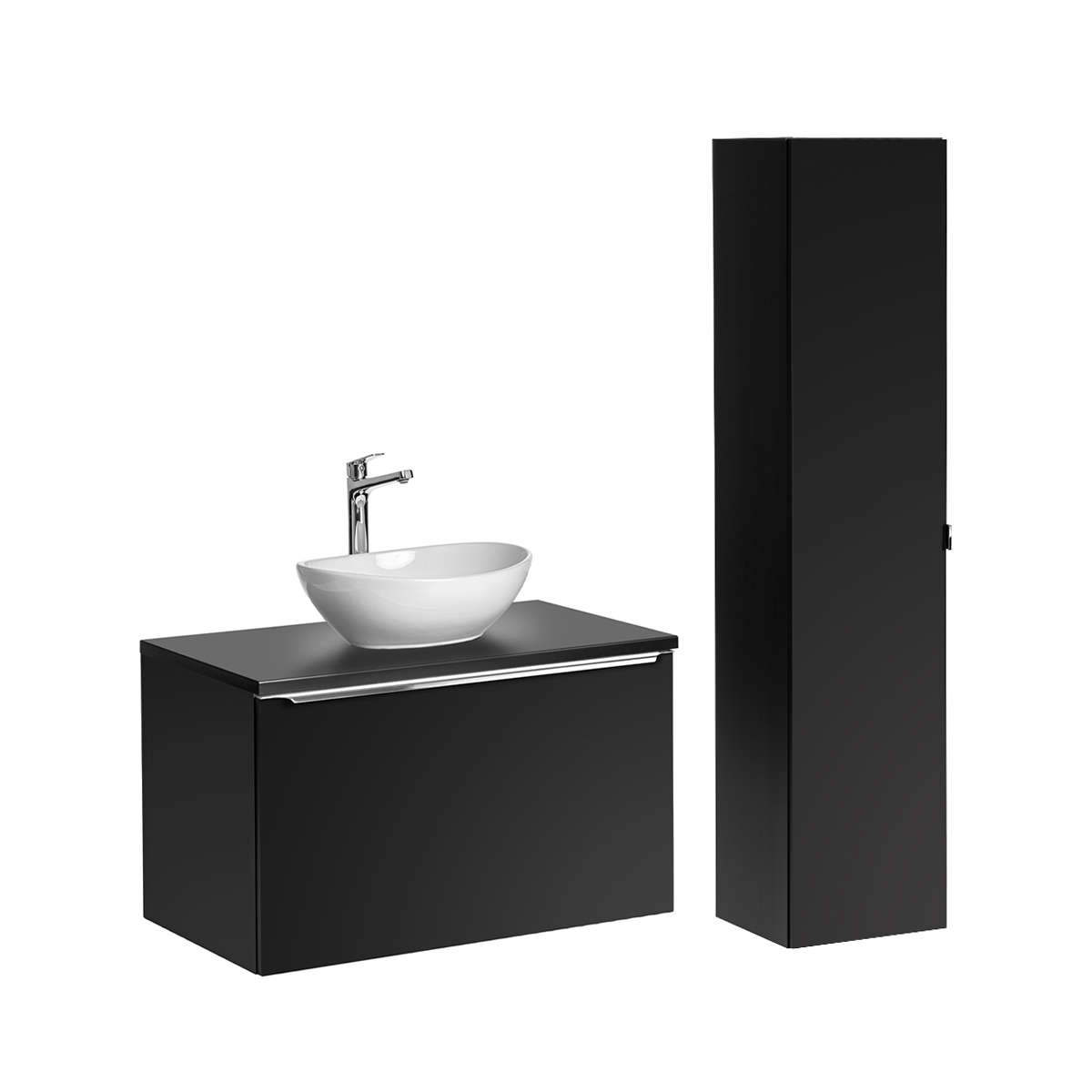 Ensemble meuble simple vasque 80cm et colonne Éros Noir