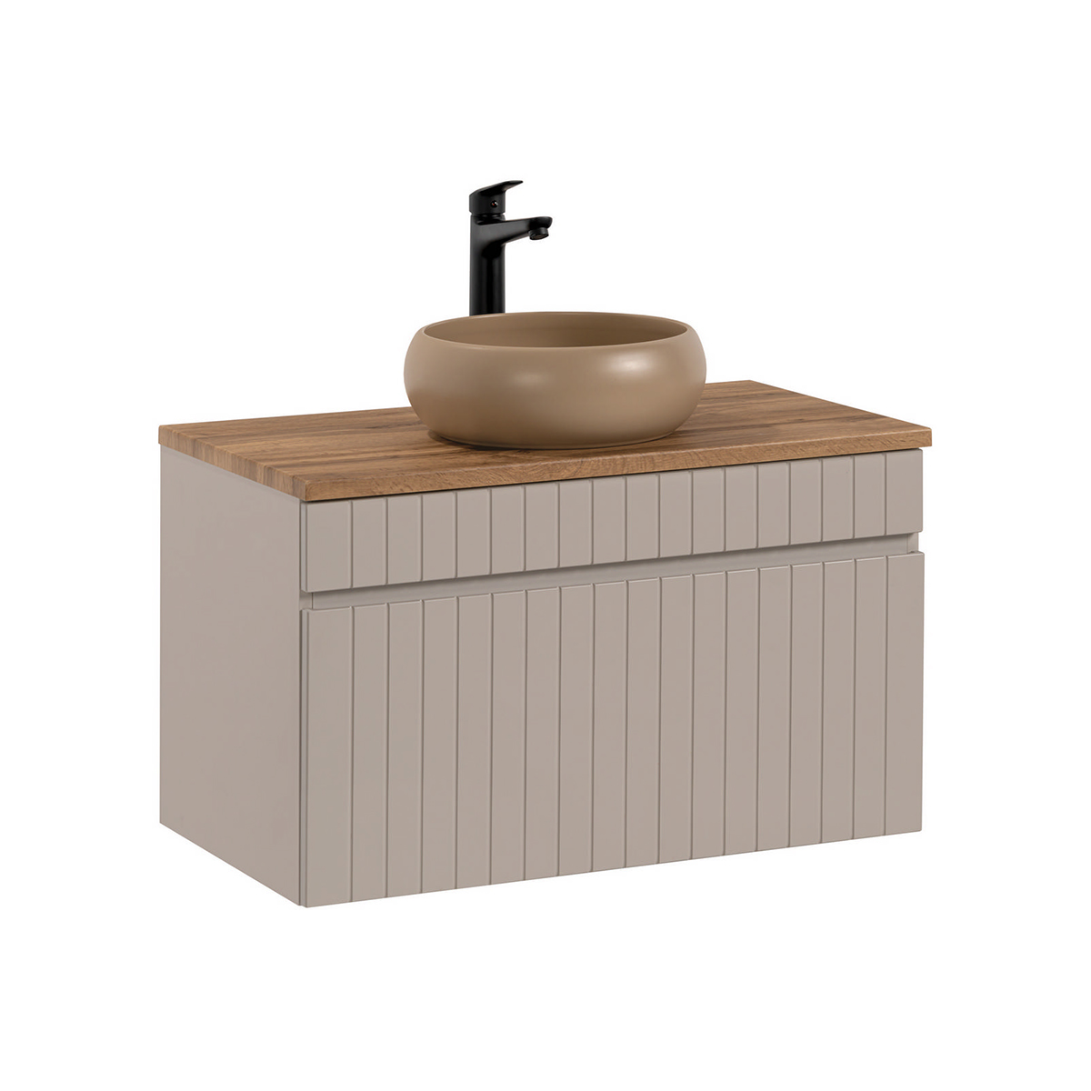Meuble simple vasque 80cm Zelie Cachemire et Bois