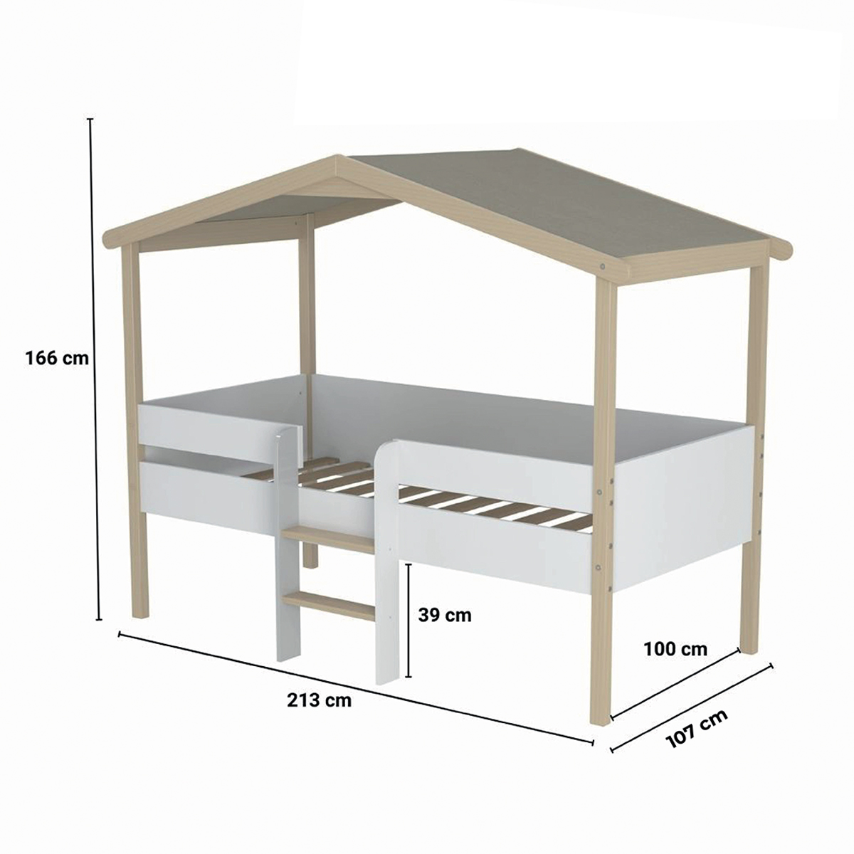 Weber_Kayla_bois_blanc_lit_cabane_dimensions