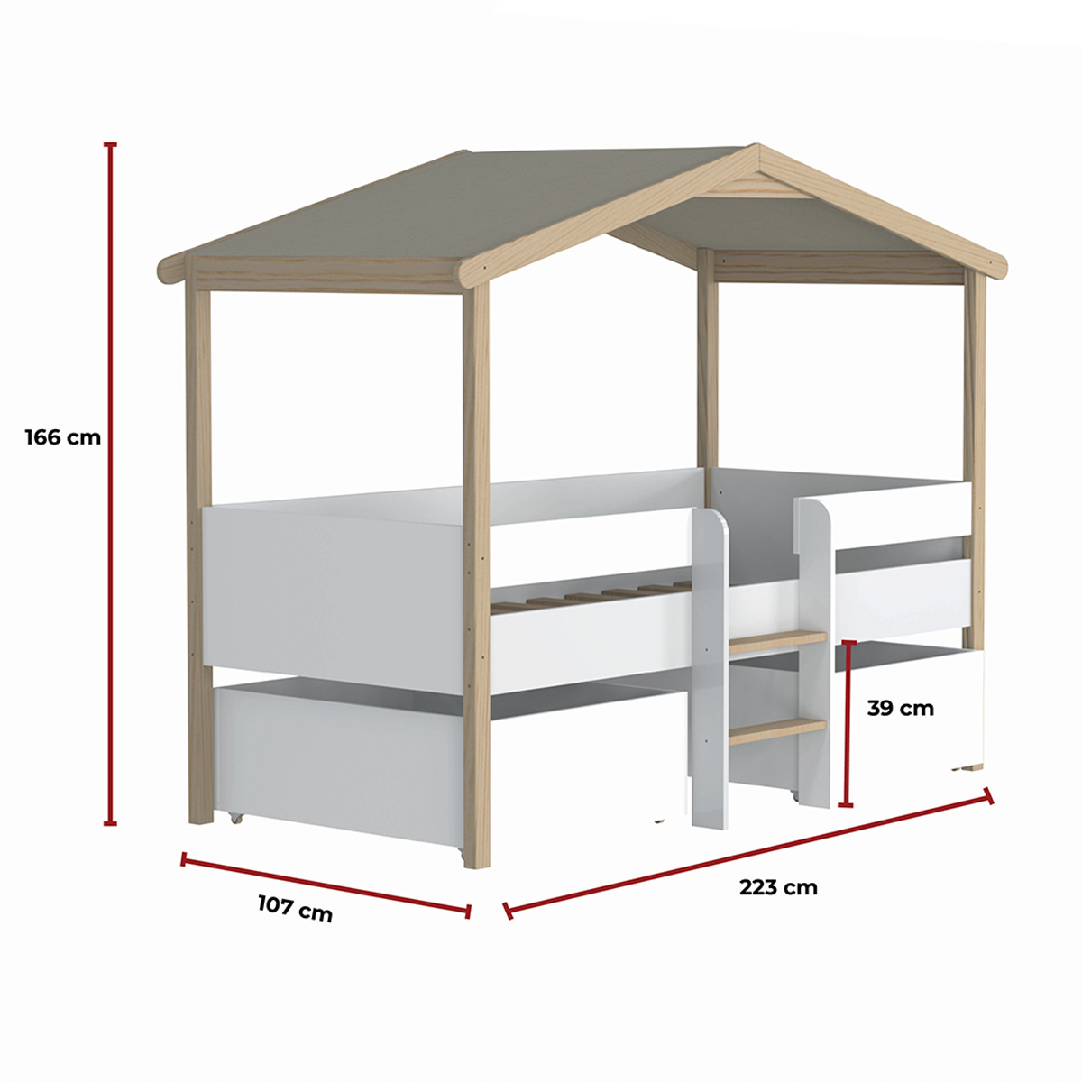 Weber_Kayla_bois_blanc_lit_cabane_tiroirs_dimensions_90x200