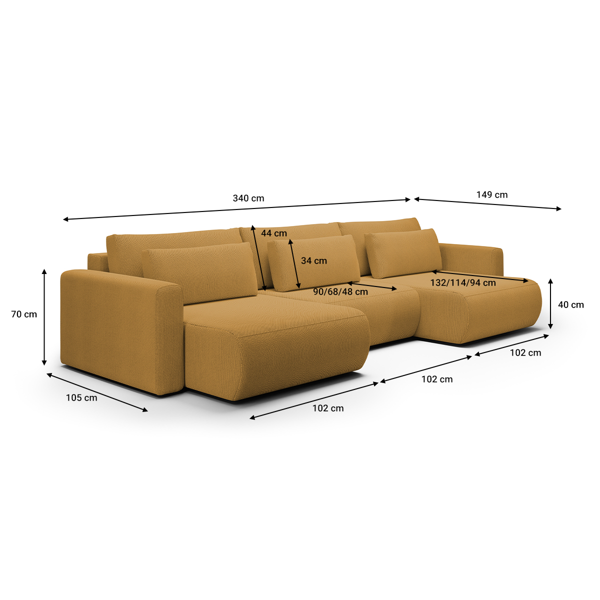 Canapé Moderne En U, Canapé Modulable 4 Places, 4 Oreillers Lombaires Ergonomiques | Leroy Merlin