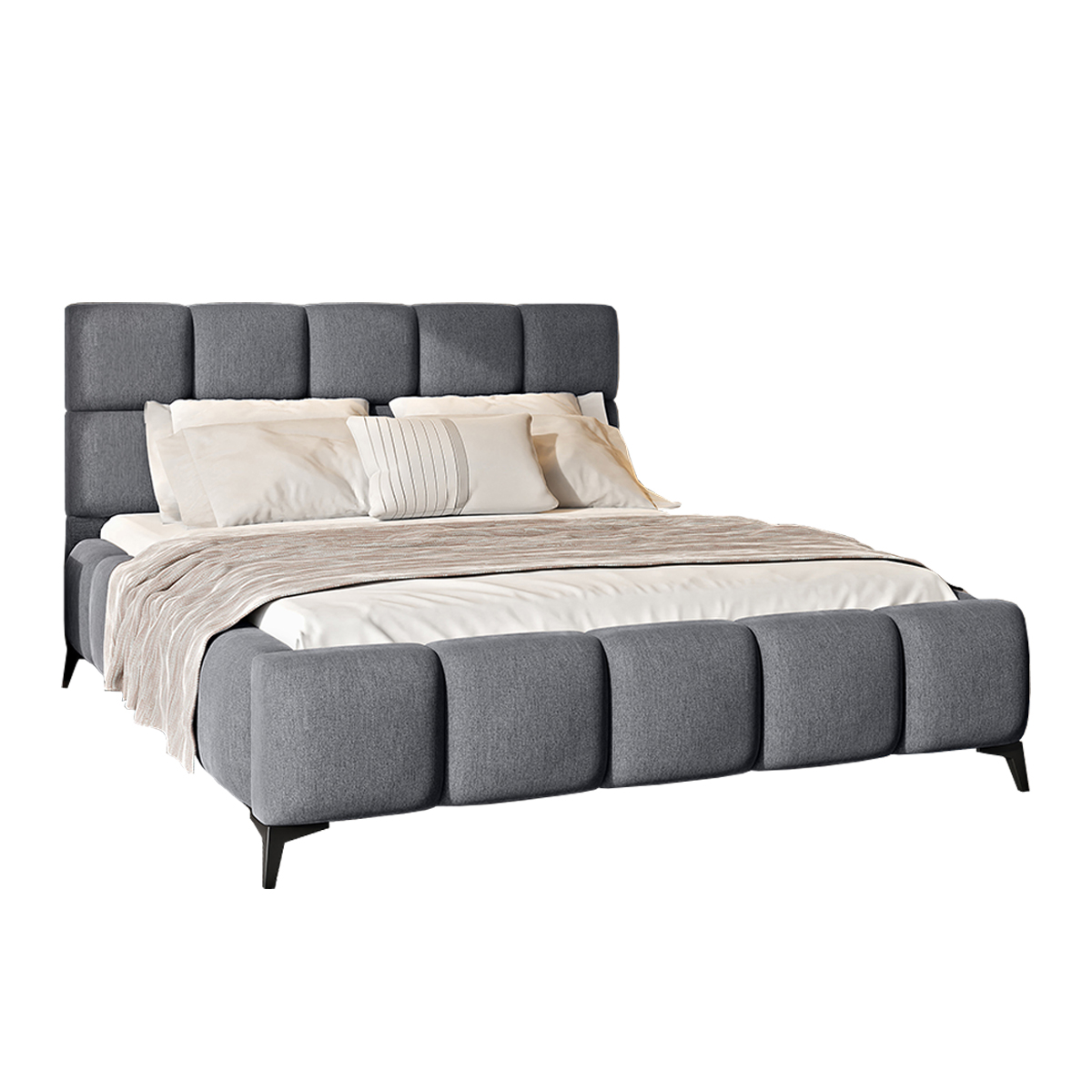 Lit coffre 160x200 sommier inclus Mira Gris