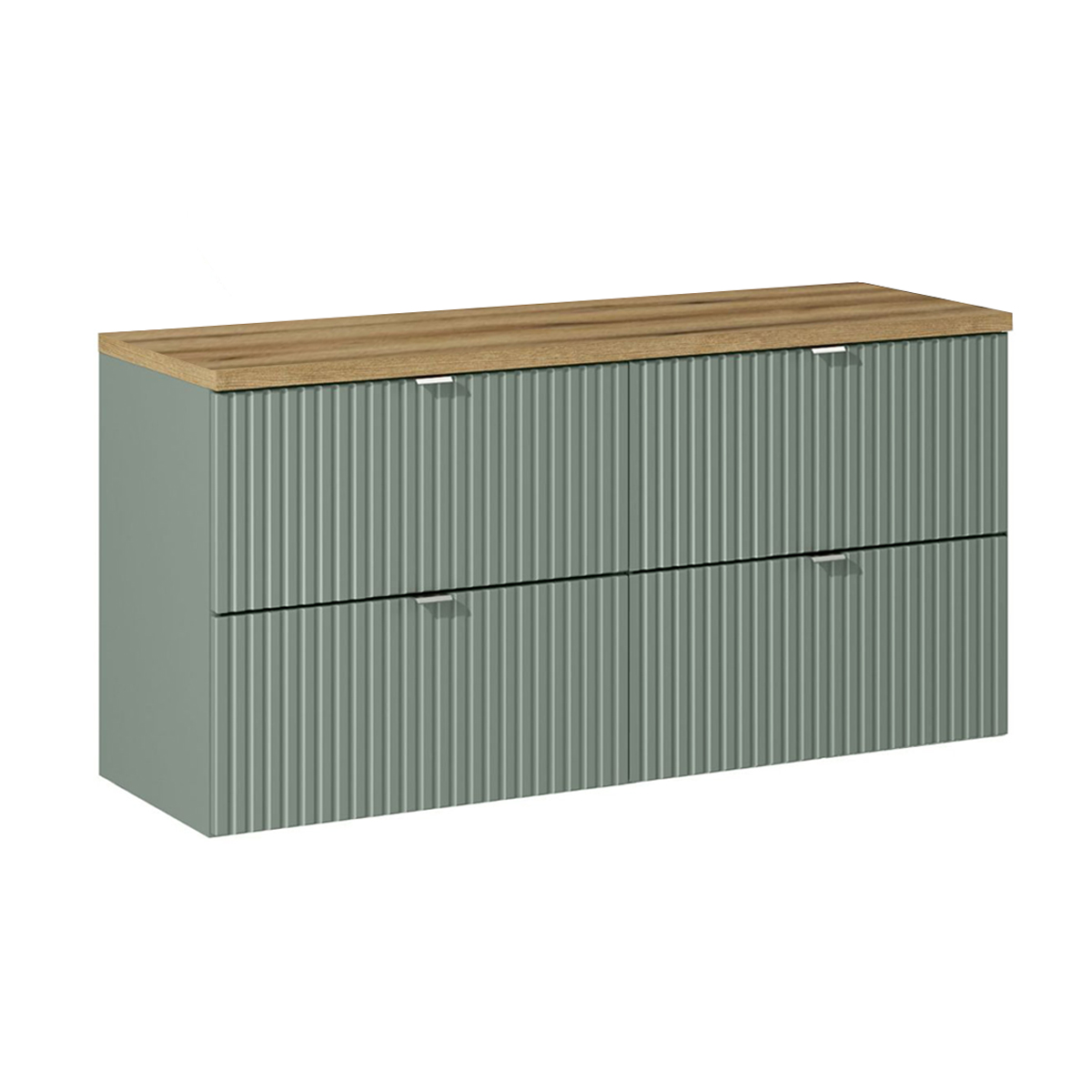 Meuble sous-vasque 120cm 4 tiroirs plan de toilette Jade Vert et Bois