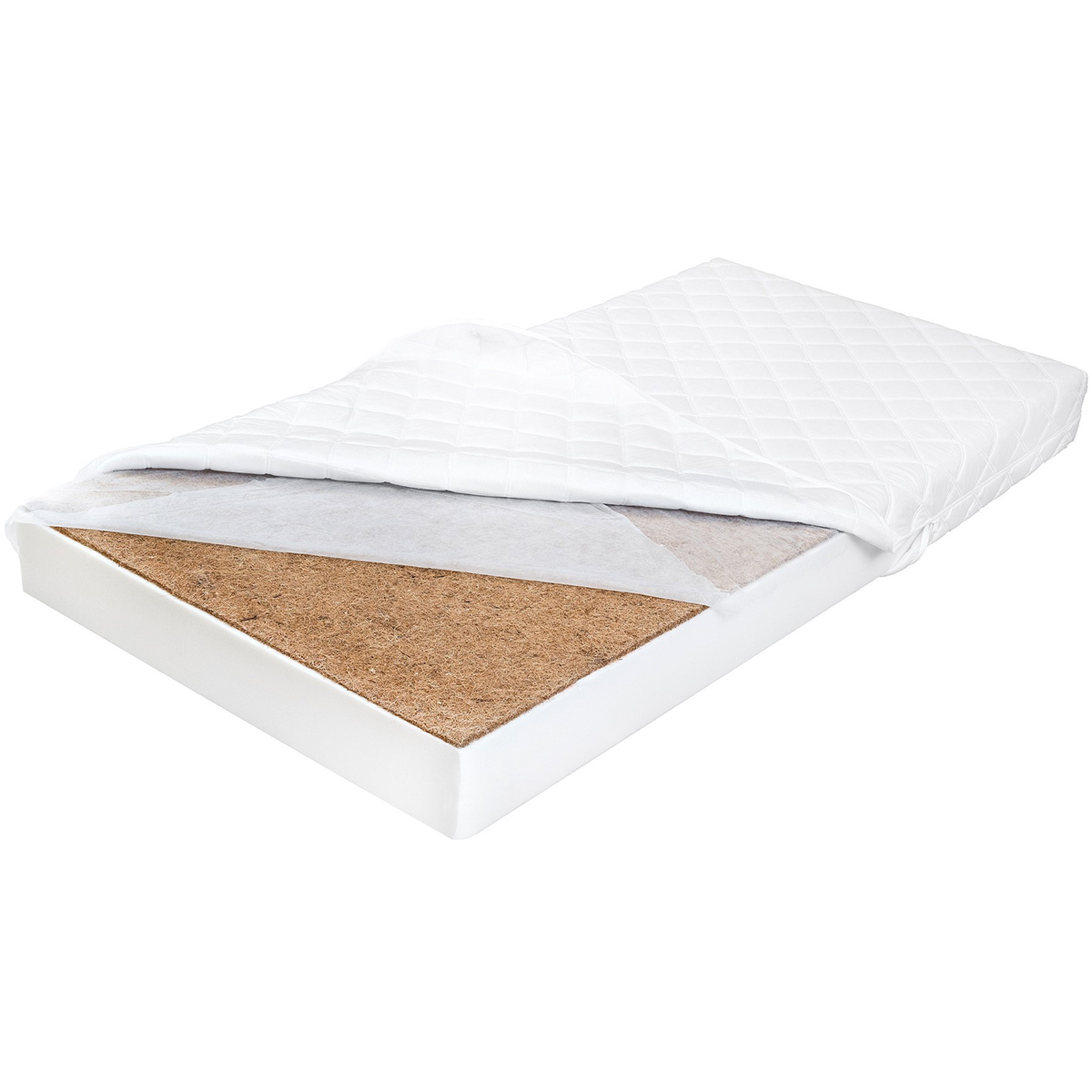 Matelas tiroir de lit 90x180 mousse coco 8 cm anti-acarien Arlo Blanc