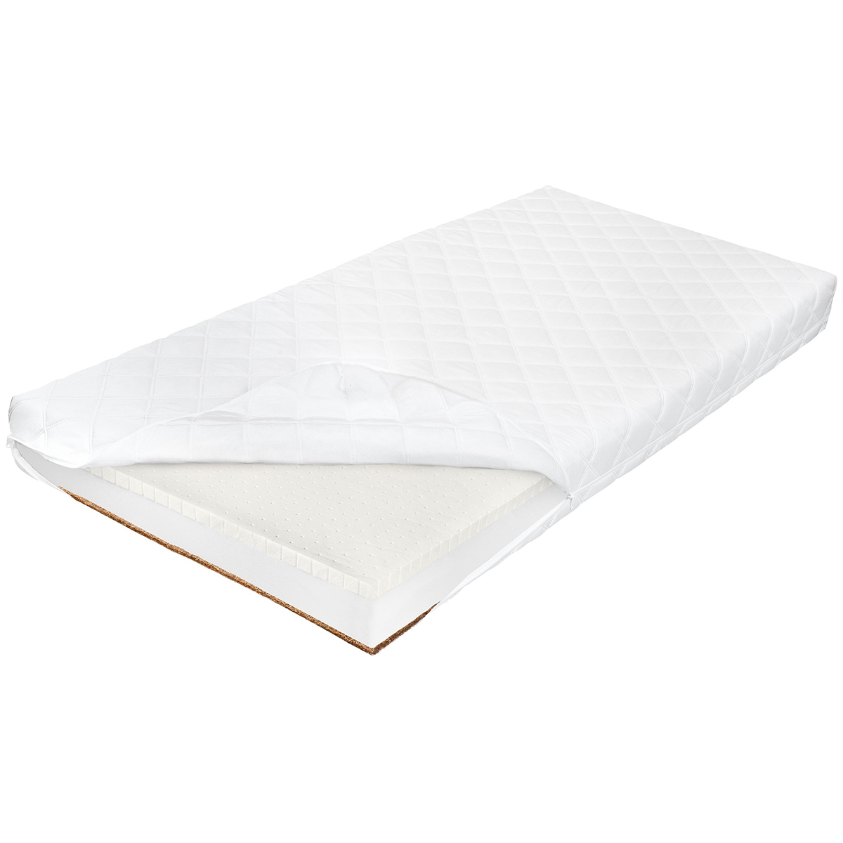 Matelas 90x190 mousse latex coco 10 cm anti-acarien Nola Blanc