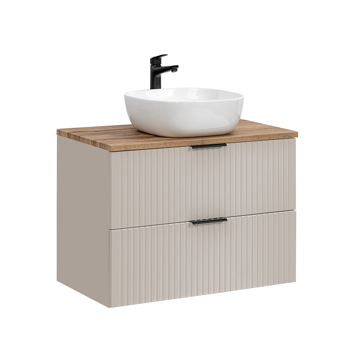 Meuble simple vasque 80cm Adriel Cachemire et Bois