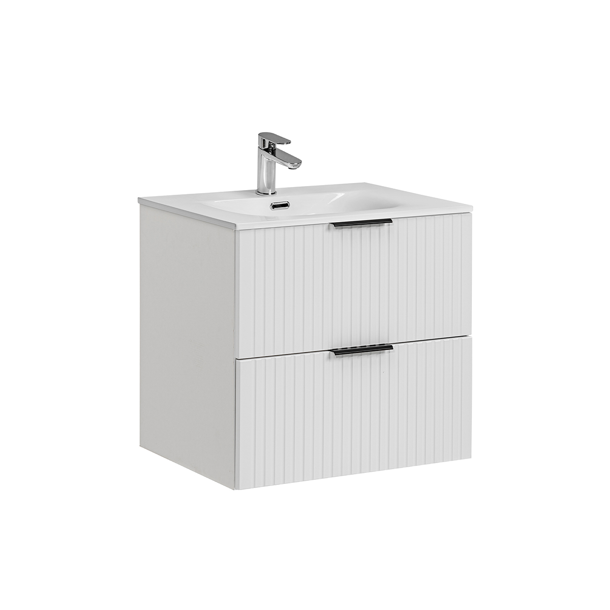 Meuble simple vasque encastrée 60cm Adriel Blanc