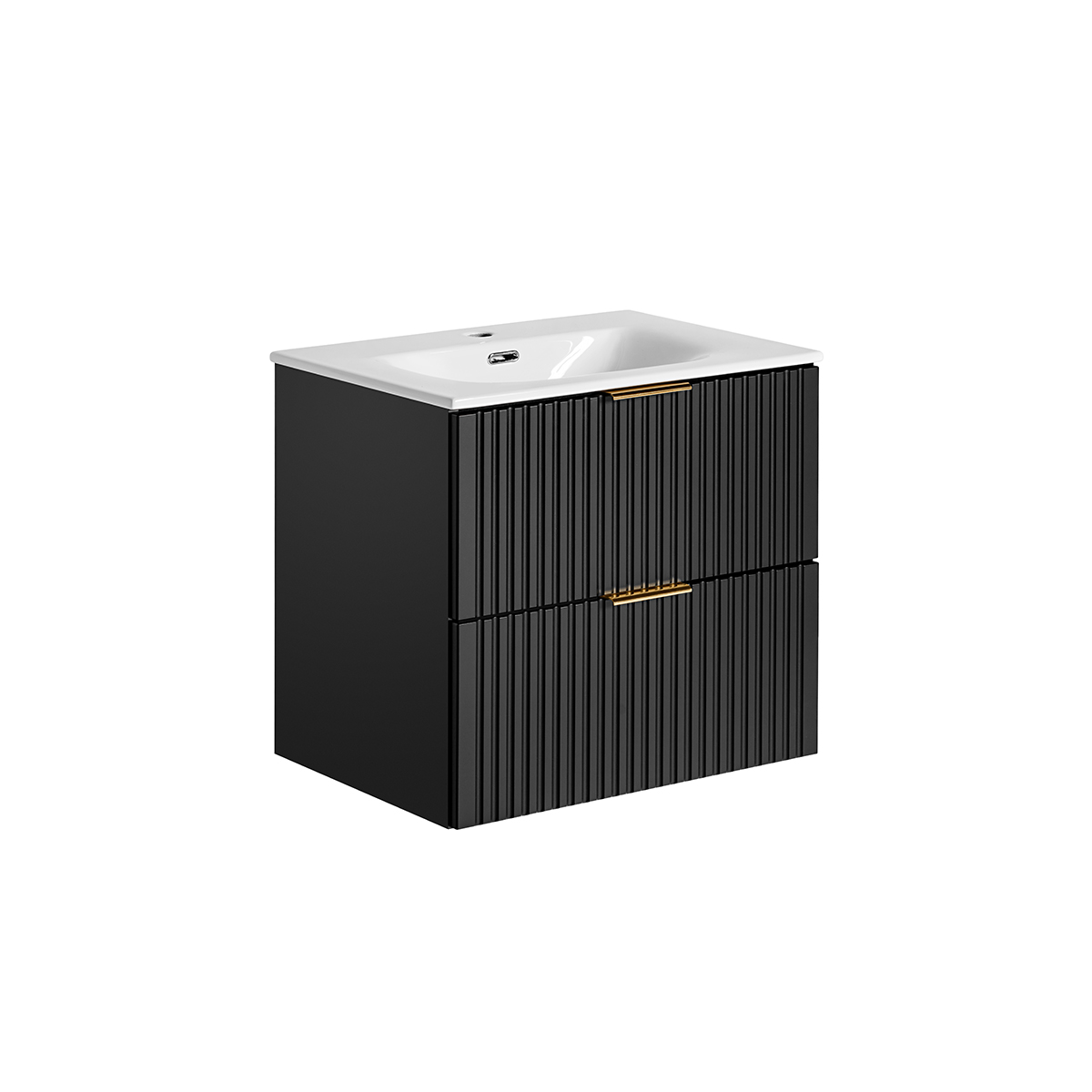 Meuble simple vasque encastrée 60cm Adriel Noir