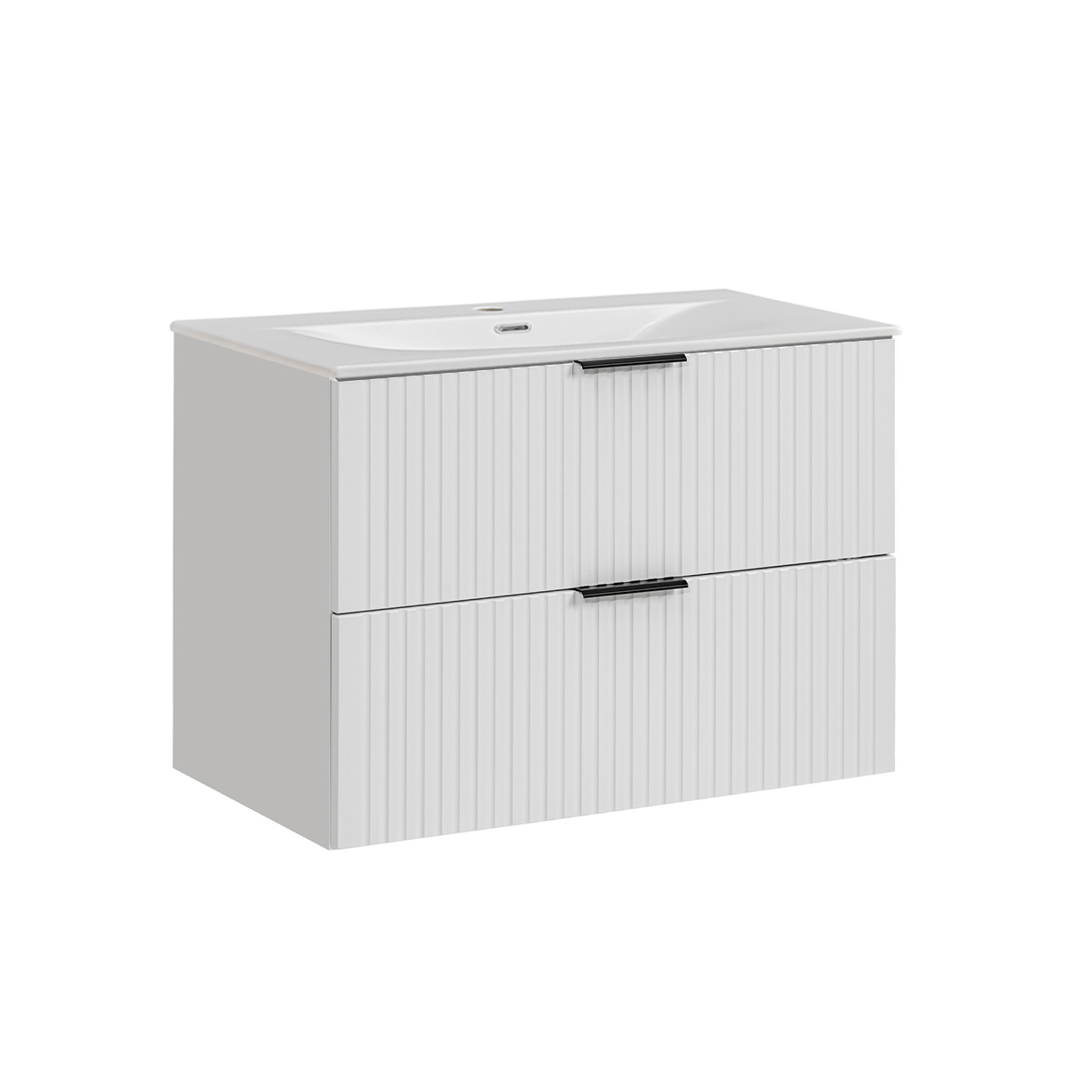 Meuble simple vasque encastrée 80cm Adriel Blanc