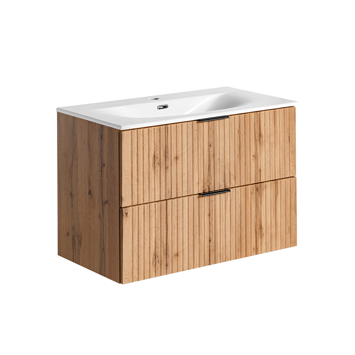 Meuble simple vasque encastrée 80cm Adriel Bois