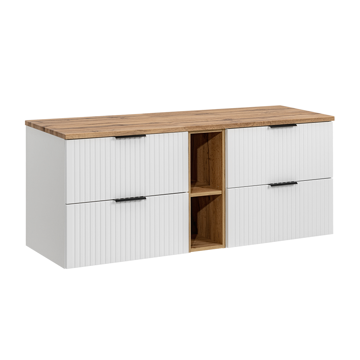 Meuble sous-vasque 140cm 2 niches Adriel Blanc