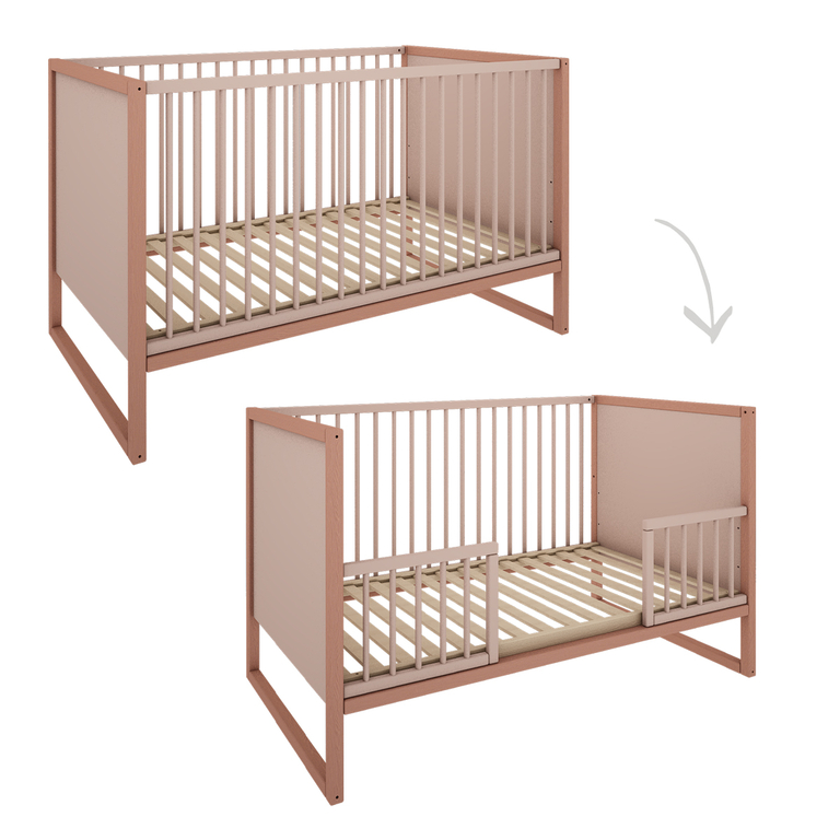 Lit évolutif 70x140 sommier inclus Wood Luck Tweens Rose