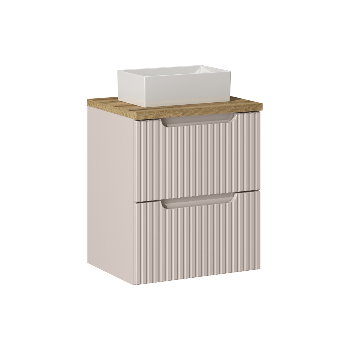 Meuble simple vasque 50cm 2 tiroirs Riva Cachemire et Bois