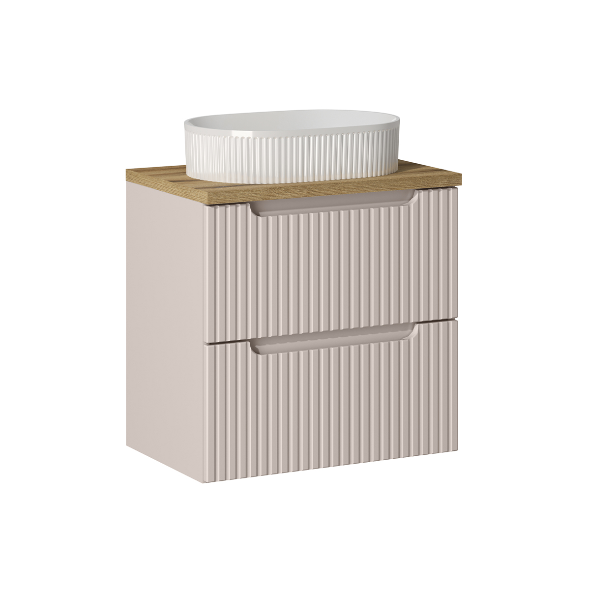 Meuble simple vasque 60cm 2 tiroirs Riva Cachemire et Bois