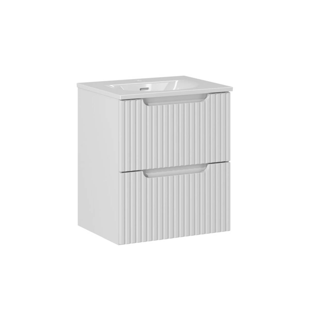 Meuble simple vasque encastrée 50cm 2 tiroirs Riva Blanc