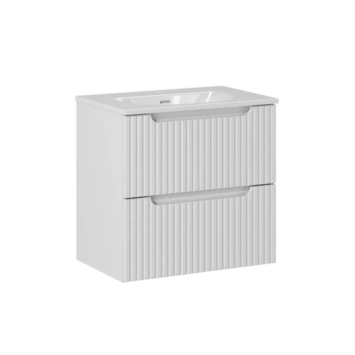 Meuble simple vasque encastrée 60cm 2 tiroirs Riva Blanc