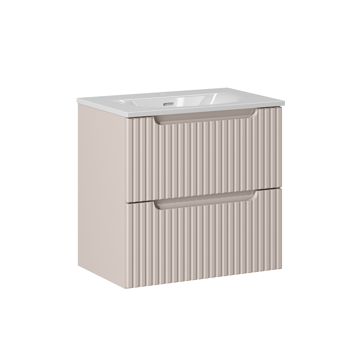 Meuble simple vasque encastrée 60cm 2 tiroirs Riva Cachemire