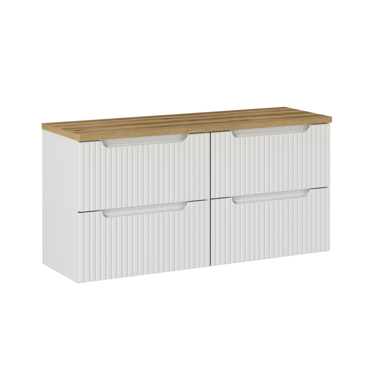 Meuble sous-vasque 120cm 4 tiroirs plan de toilette Riva Blanc et Bois
