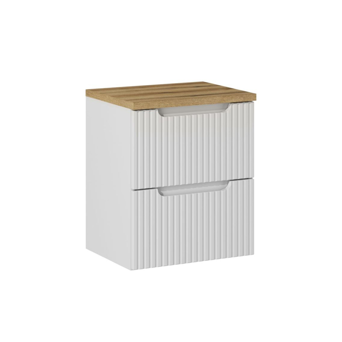 Meuble sous-vasque 50cm 2 tiroirs plan de toilette Riva Blanc et Bois