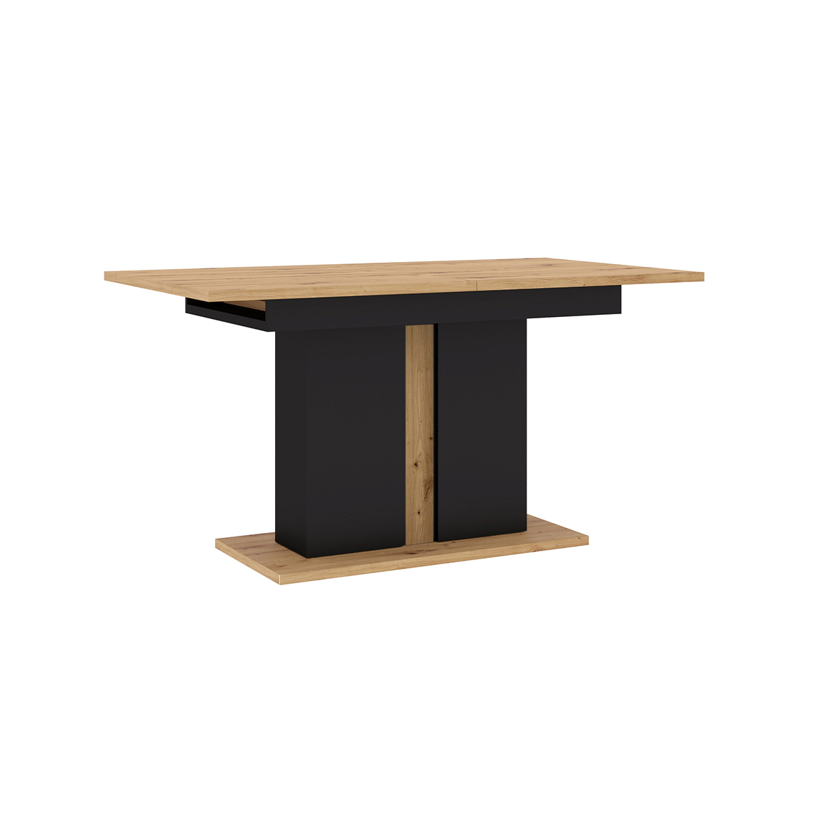 Table à manger extensible 1 pied 4 à 8 places Nouka Bois et Noir