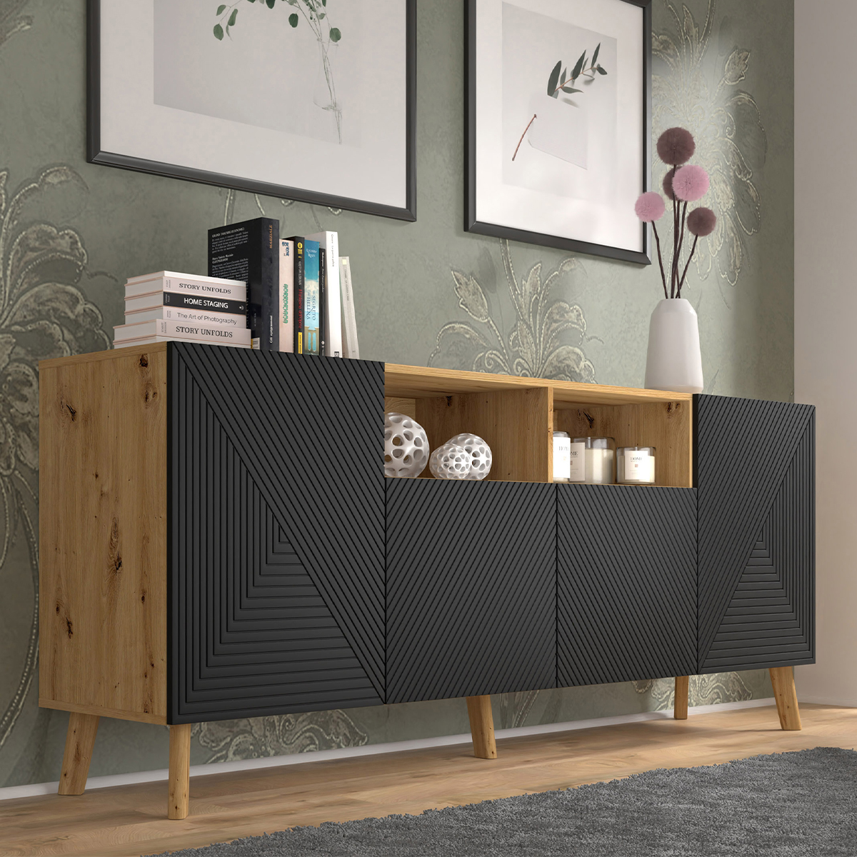 Nexa_bois_noir_buffet_4portes_4