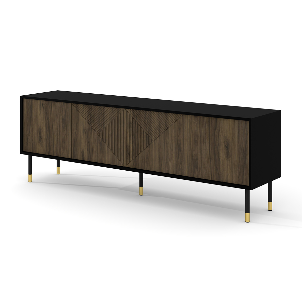 Meuble TV 4 portes 180 cm Aglaé Bois et Noir