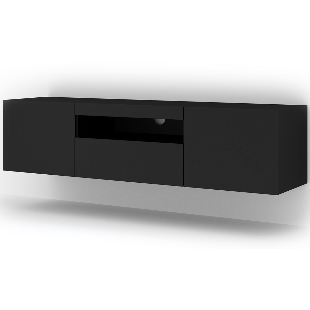 Meuble TV mural 3 portes 150 cm Aurus Noir