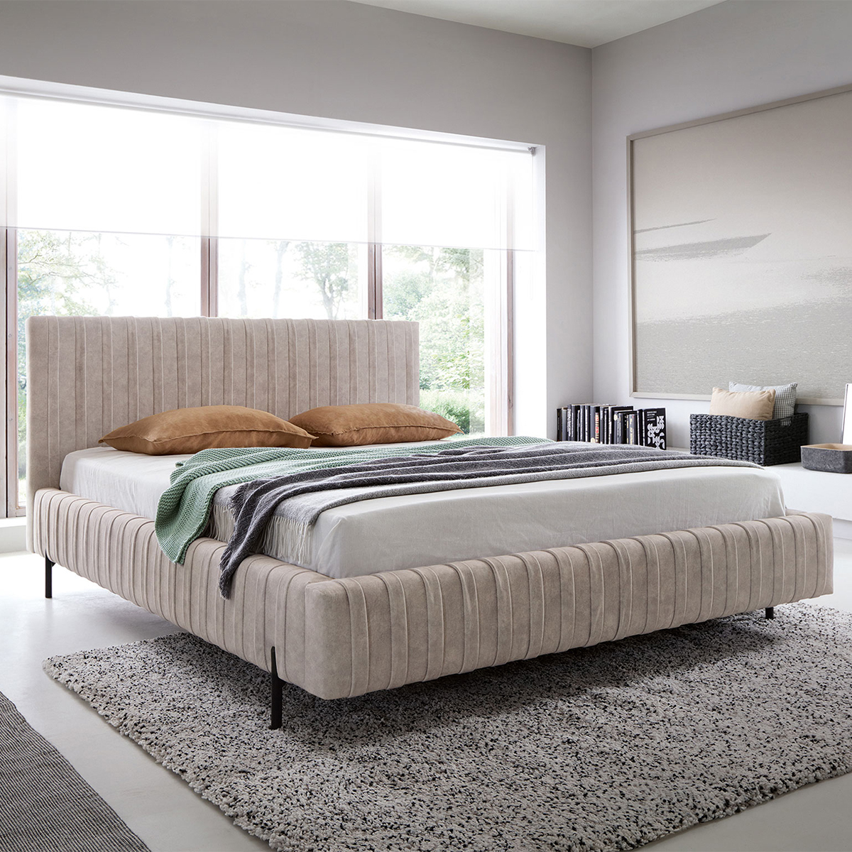 Lit coffre 180x200 sommier inclus Ori Beige