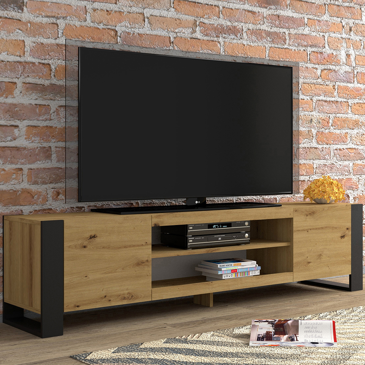 Gani_bois_noir_meuble_TV_188cm_ambiance