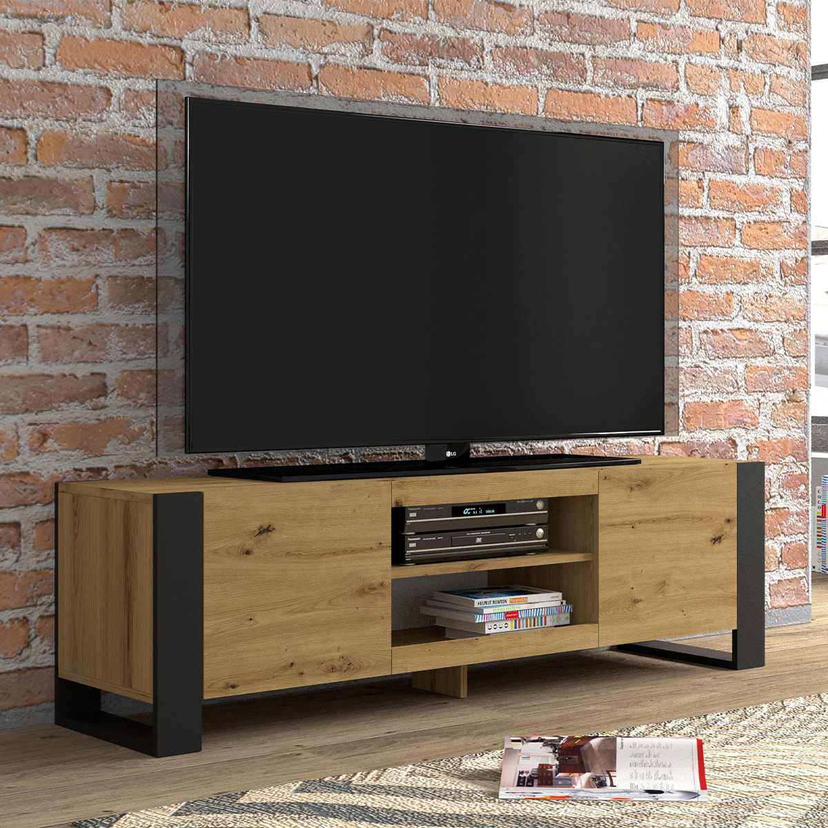 Gani_bois_noir_meuble_TV_158cm_ambiance