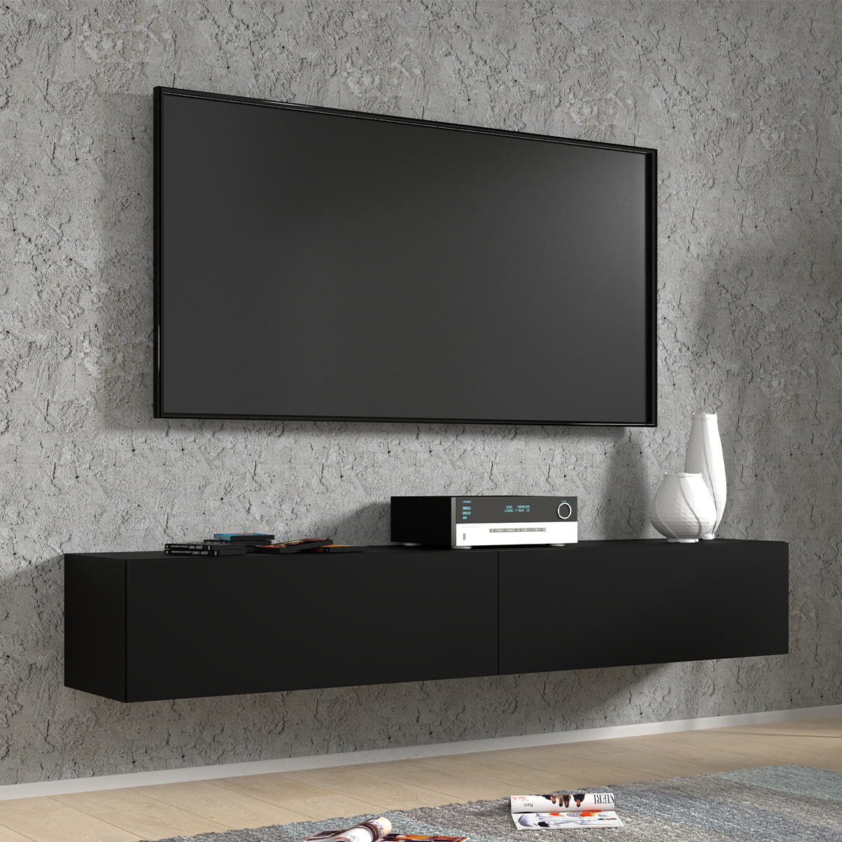 Bali_noir_meuble_TV_180cm_ambiance_1