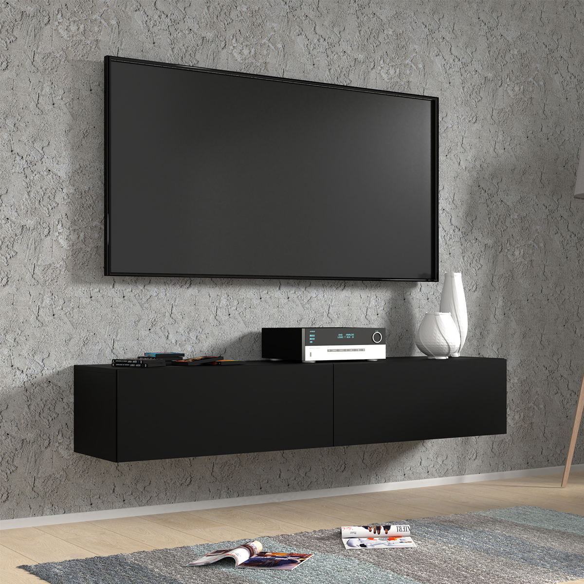 Bali_noir_meuble_TV_160cm_ambiance_1