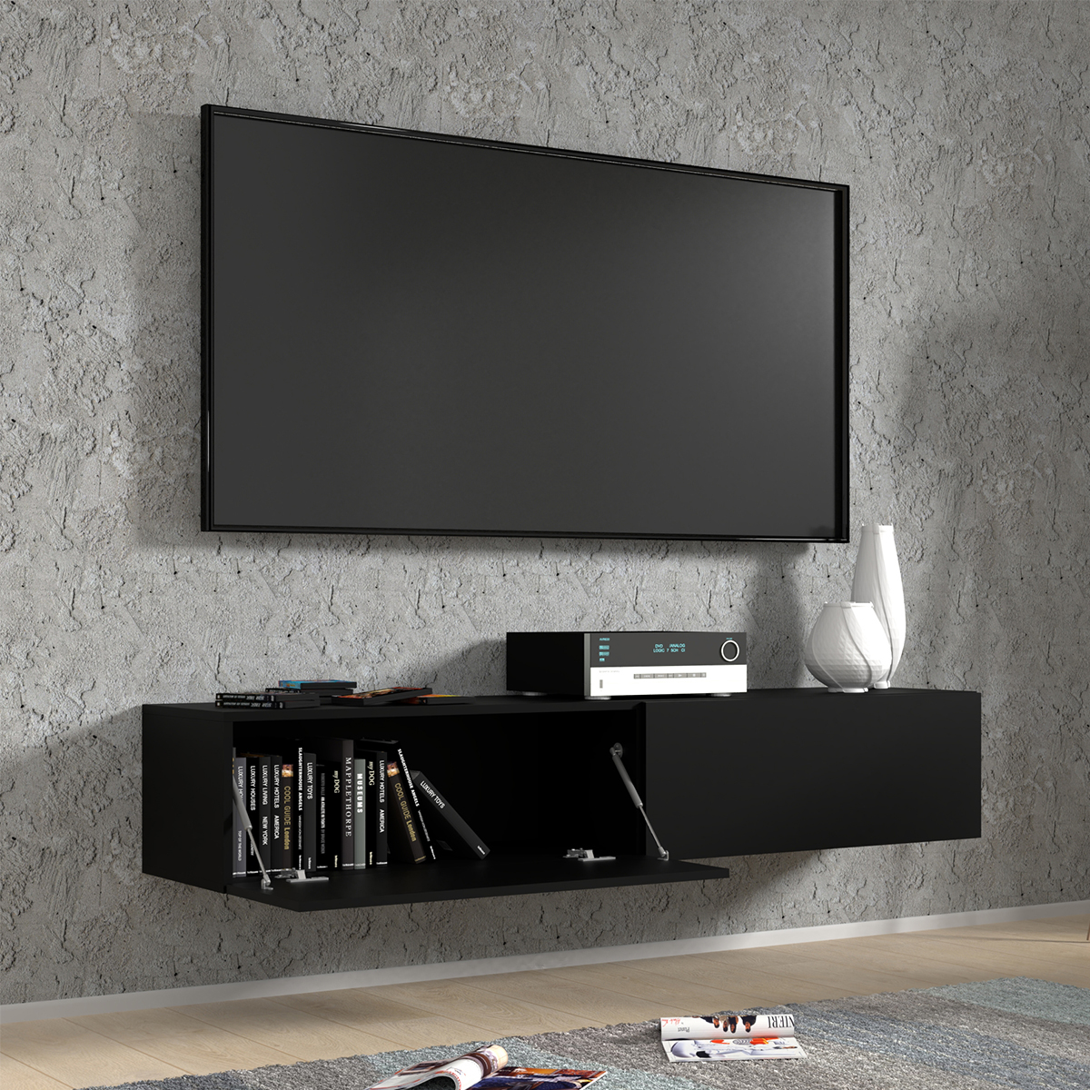Bali_noir_meuble_TV_160cm_ambiance_2