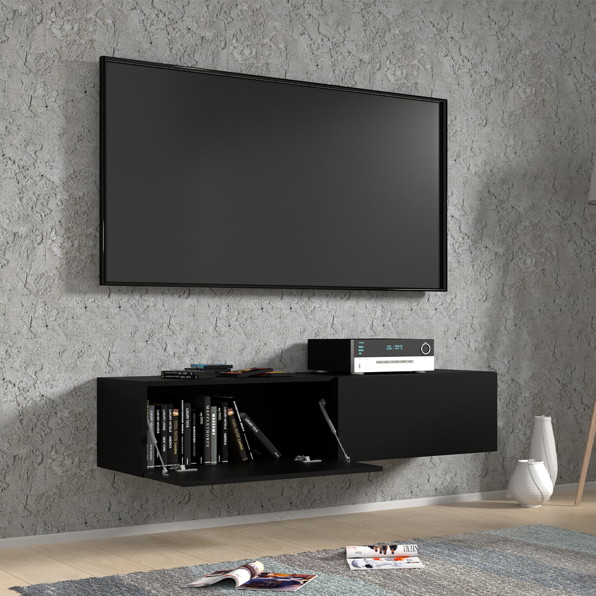 Bali_noir_meuble_TV_140cm_ambiance_2