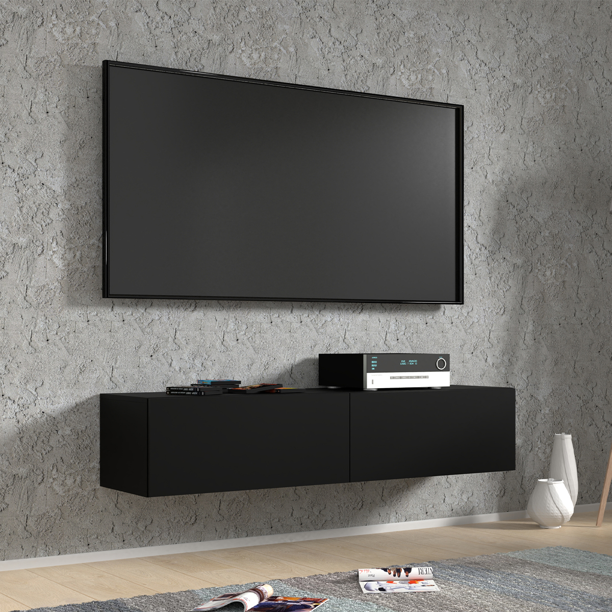 Bali_noir_meuble_TV_140cm_ambiance_1