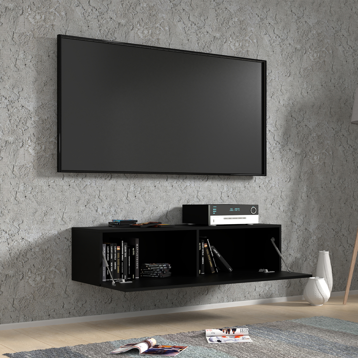Bali_noir_meuble_TV_120cm_ambiance_2