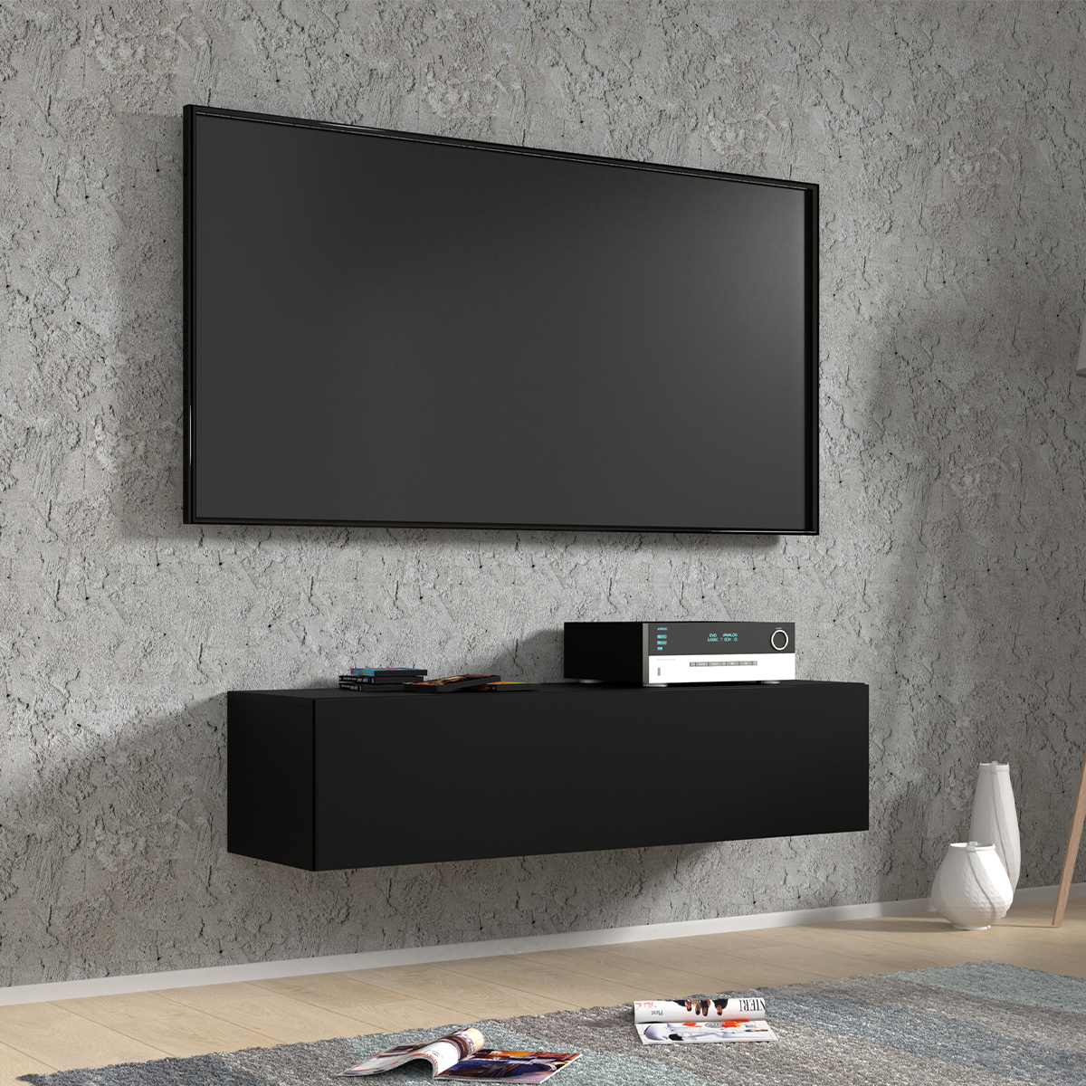 Bali_noir_meuble_TV_120cm_ambiance_1