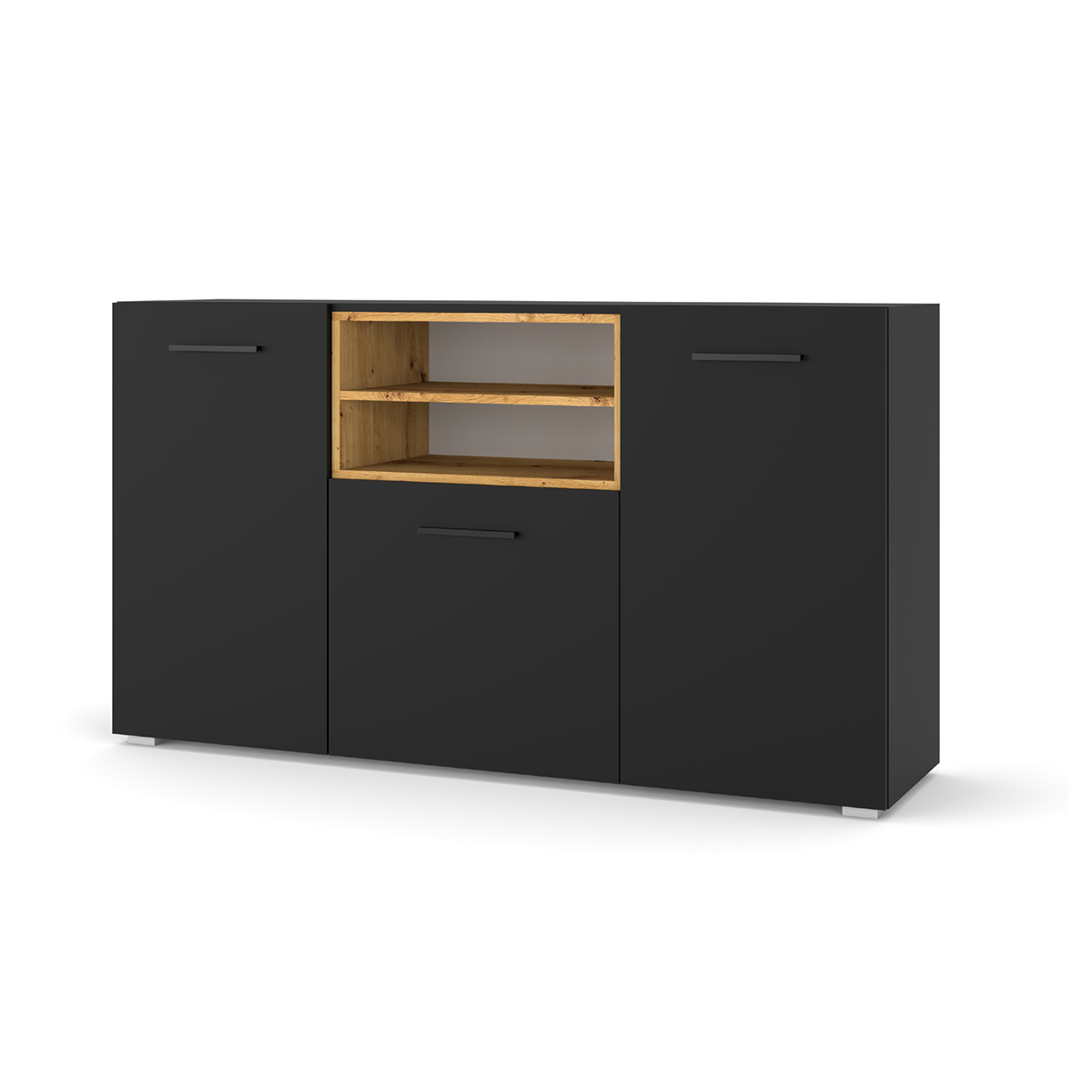 Buffet 3 portes Ania Noir et Bois