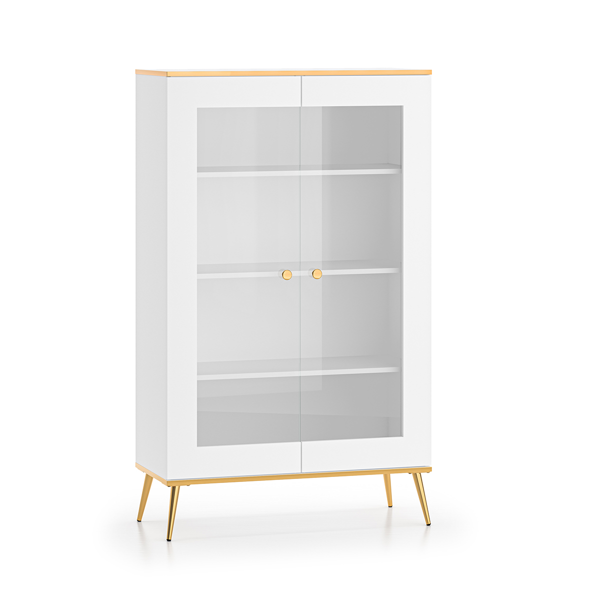 Vaisselier 2 portes Zora Blanc et Doré