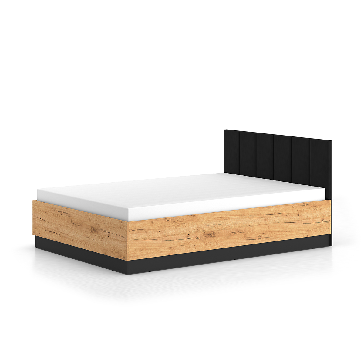 Lit coffre 140x200 sommier inclus Solal Bois et Noir